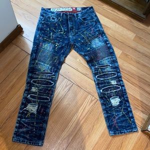 Switch Denim jeans.size 32W 30L hand crafted gold and red.Excellent condition.